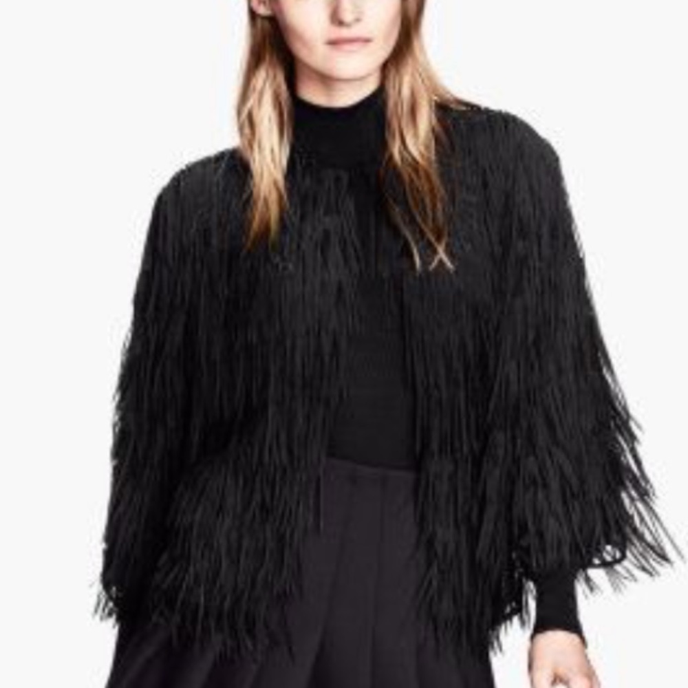 H&M Black Fringe Cardigan Jacket